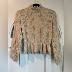Wishlist Cable Knit Cream Sweater Women’s Size Small